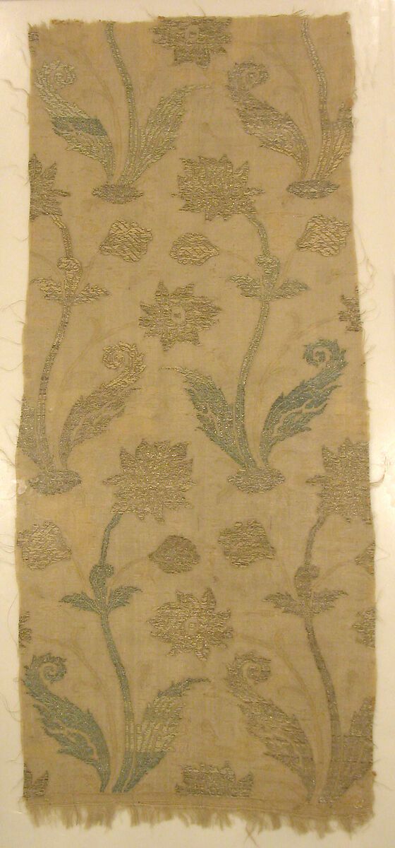Textile Fragment, Silk, metal wrapped thread