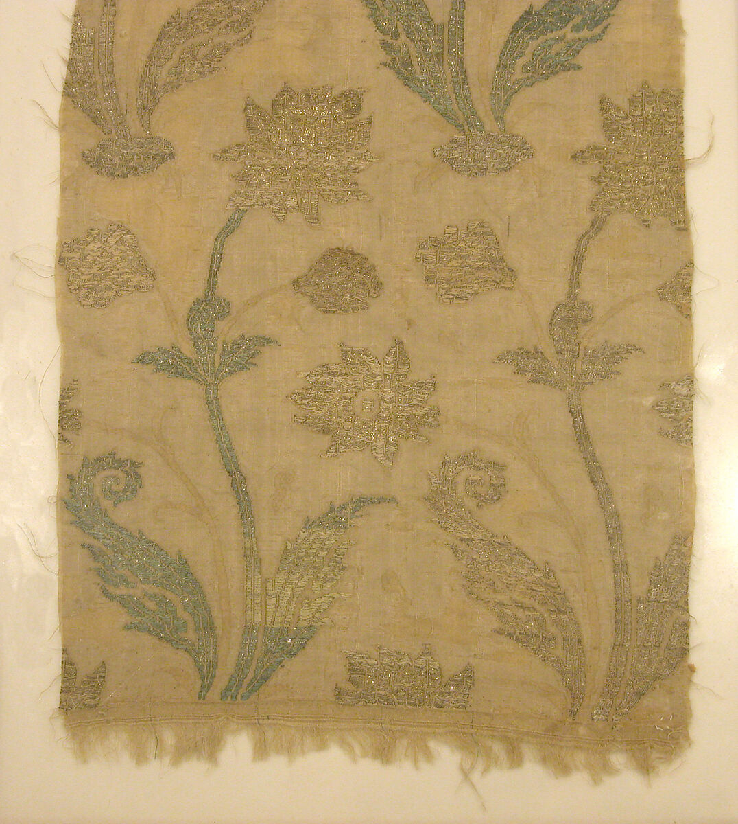 Textile Fragment, Silk, metal wrapped thread