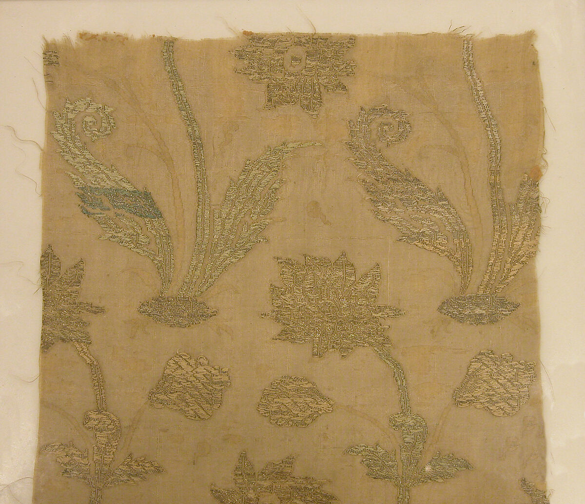 Textile Fragment, Silk, metal wrapped thread