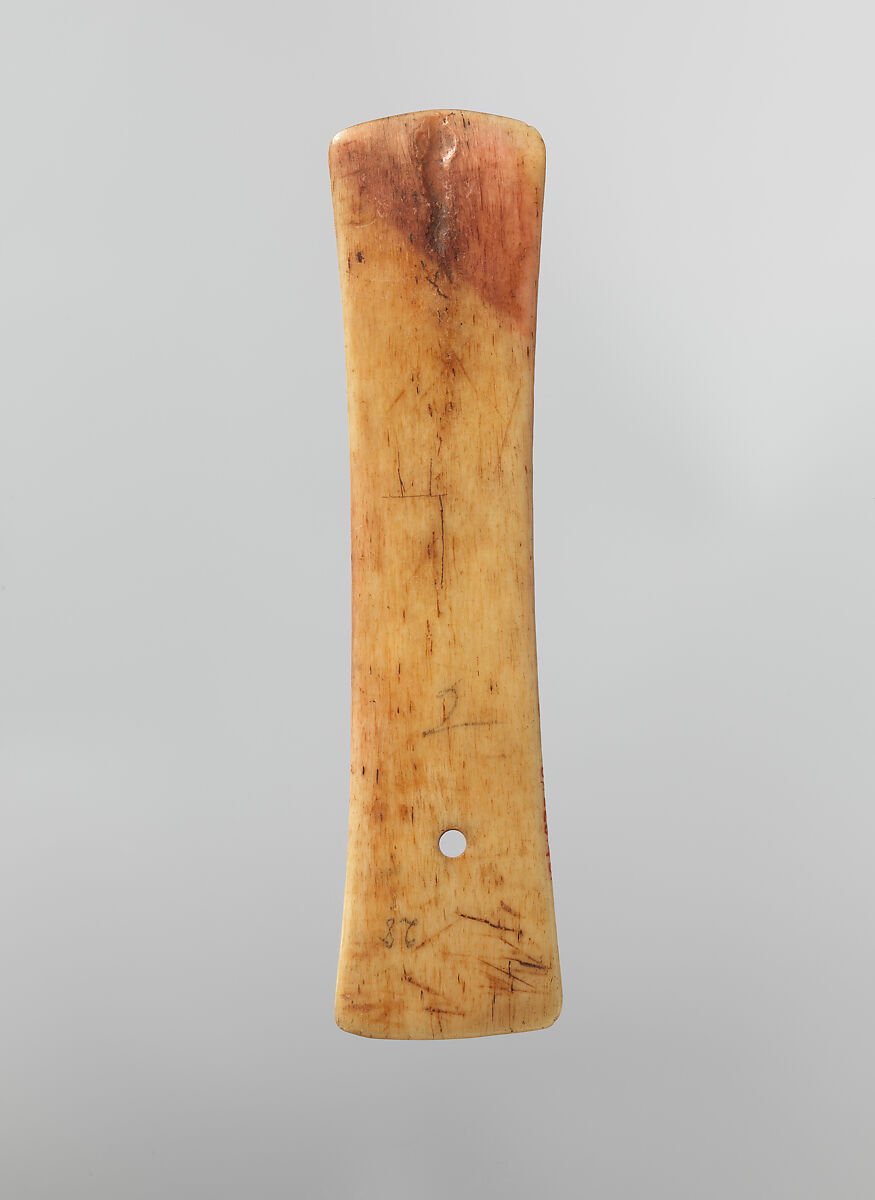 Peg for a Bookbinding, Bone; incised, tinted, and inlaid with paint