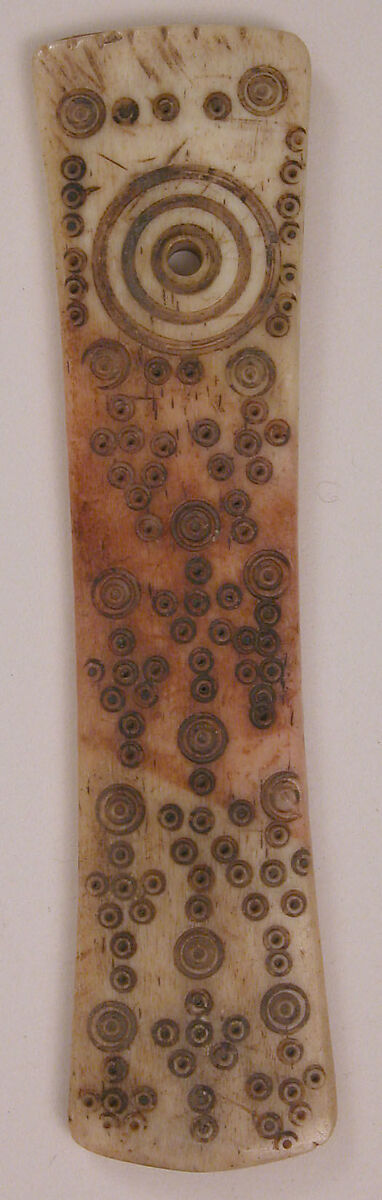 Peg for a Bookbinding, Bone; incised, tinted, and inlaid with paint
