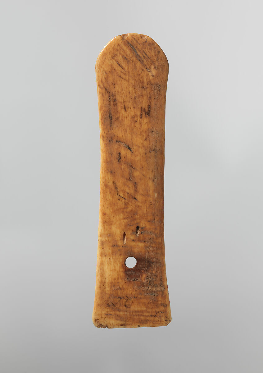 Peg for a Bookbinding, Bone; incised, tinted, and inlaid with paint
