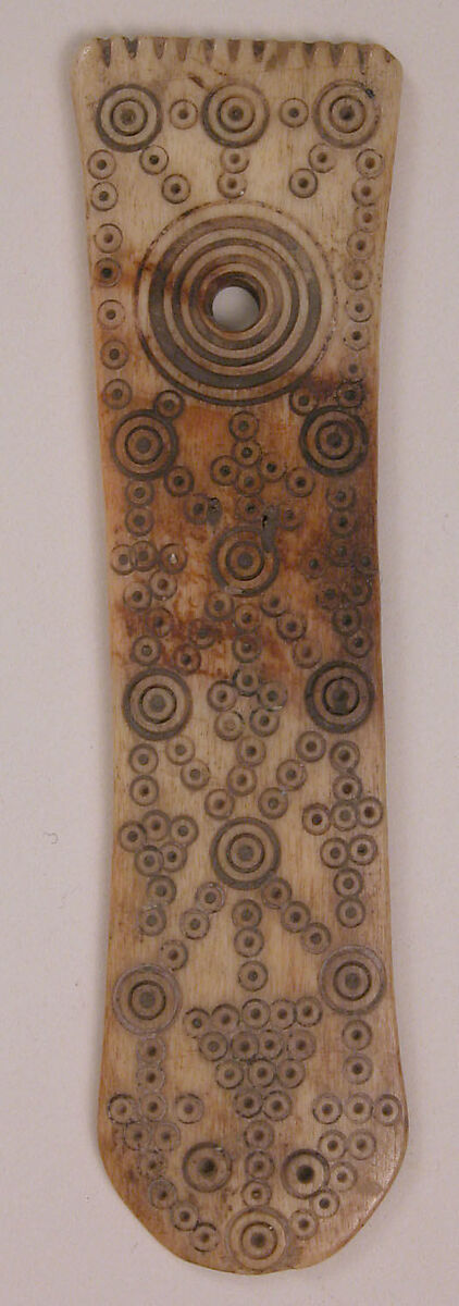 Peg for a Bookbinding, Bone; incised, tinted, and inlaid with paint