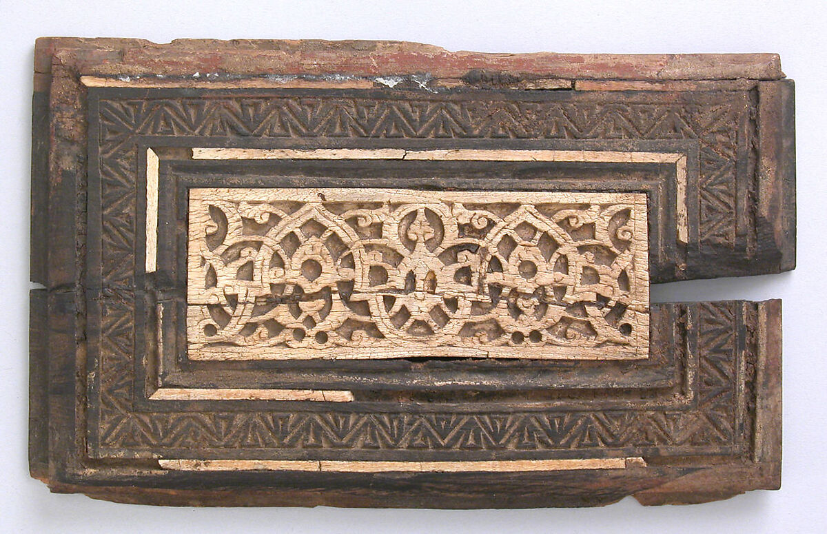 Panel, Wood; carved, inlaid with carved ivory 