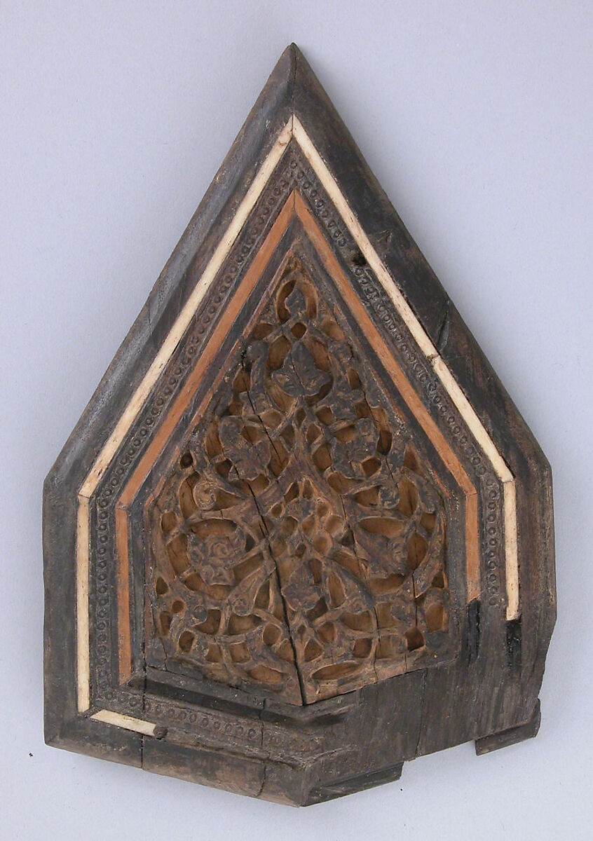 Panel from a Minbar, Wood; carved, inlaid with ivory, traces of paint 