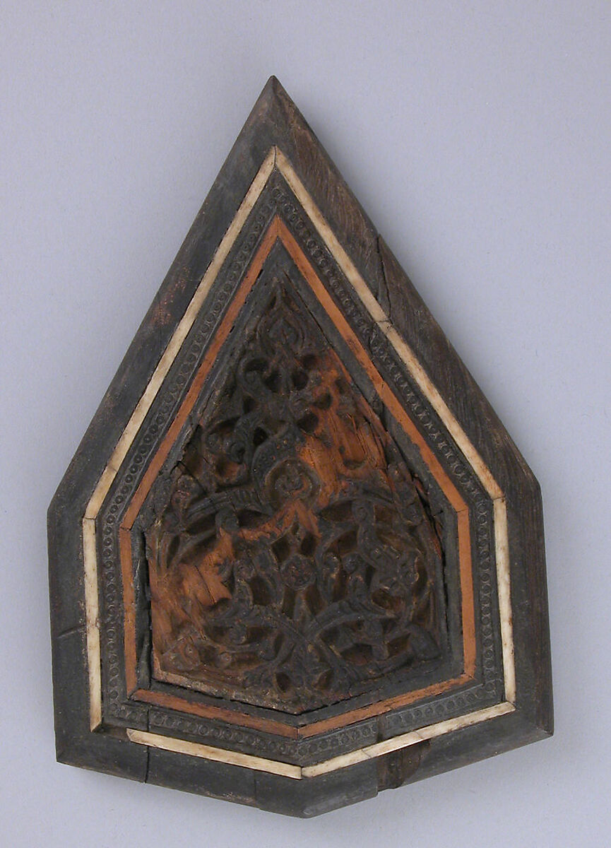 Panel from a Minbar, Wood; carved, inlaid with ivory and wood, traces of paint 
