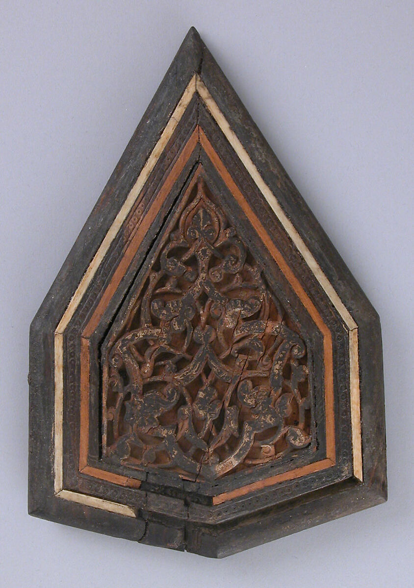 Panel from a Minbar, Wood; carved, inlaid with ivory and wood, traces of paint 