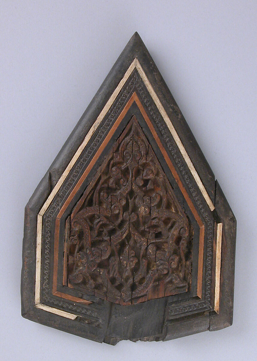 Panel from a Minbar, Wood; carved, inlaid with ivory and ebony, traces of paint 
