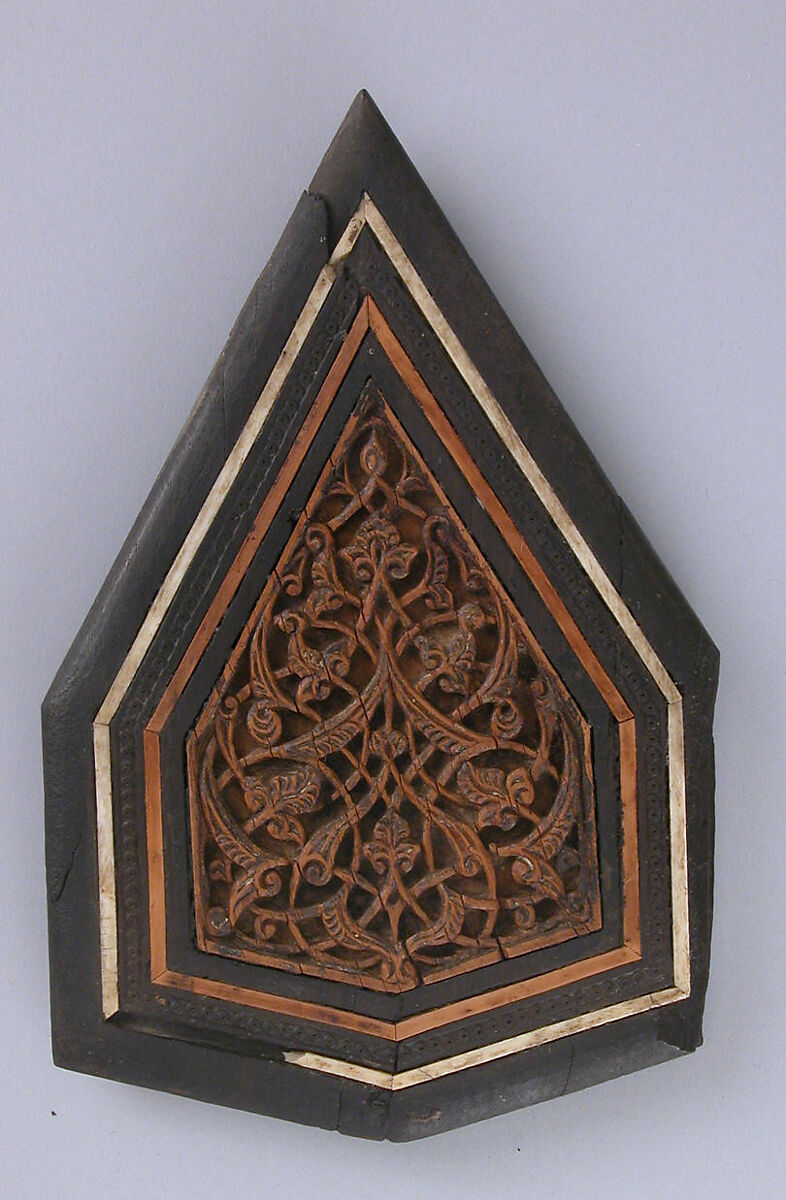 Panel from a Minbar, Wood; carved, inlaid with ivory, traces of paint 