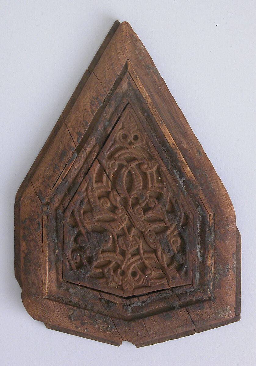 Panel, Wood; carved, inlaid with ivory or bone 