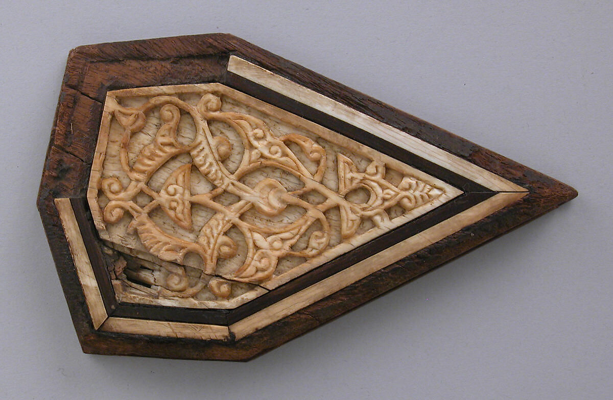 Panel, Wood; carved, inlaid with plain and carved ivory 