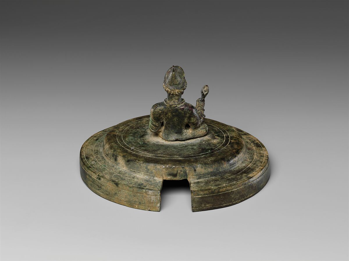Lid with Seated Male Figure, Bronze, Pakistan (ancient region of Gandhara)