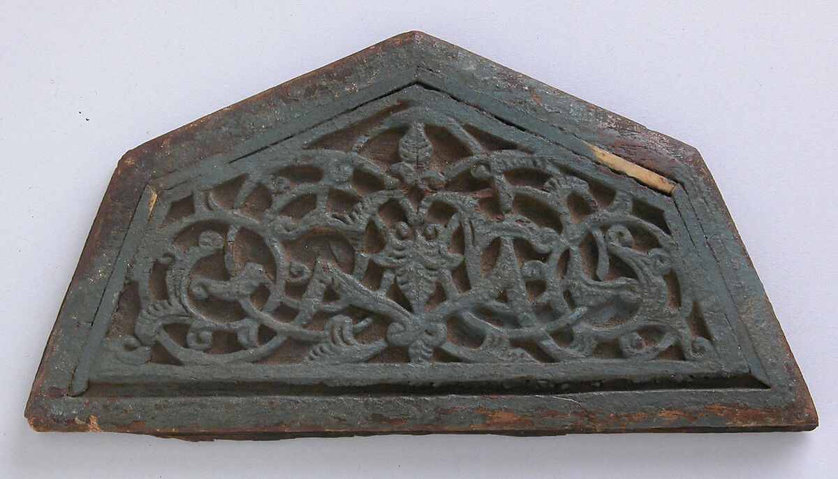 Panel, Wood; carved, inlaid with ivory 