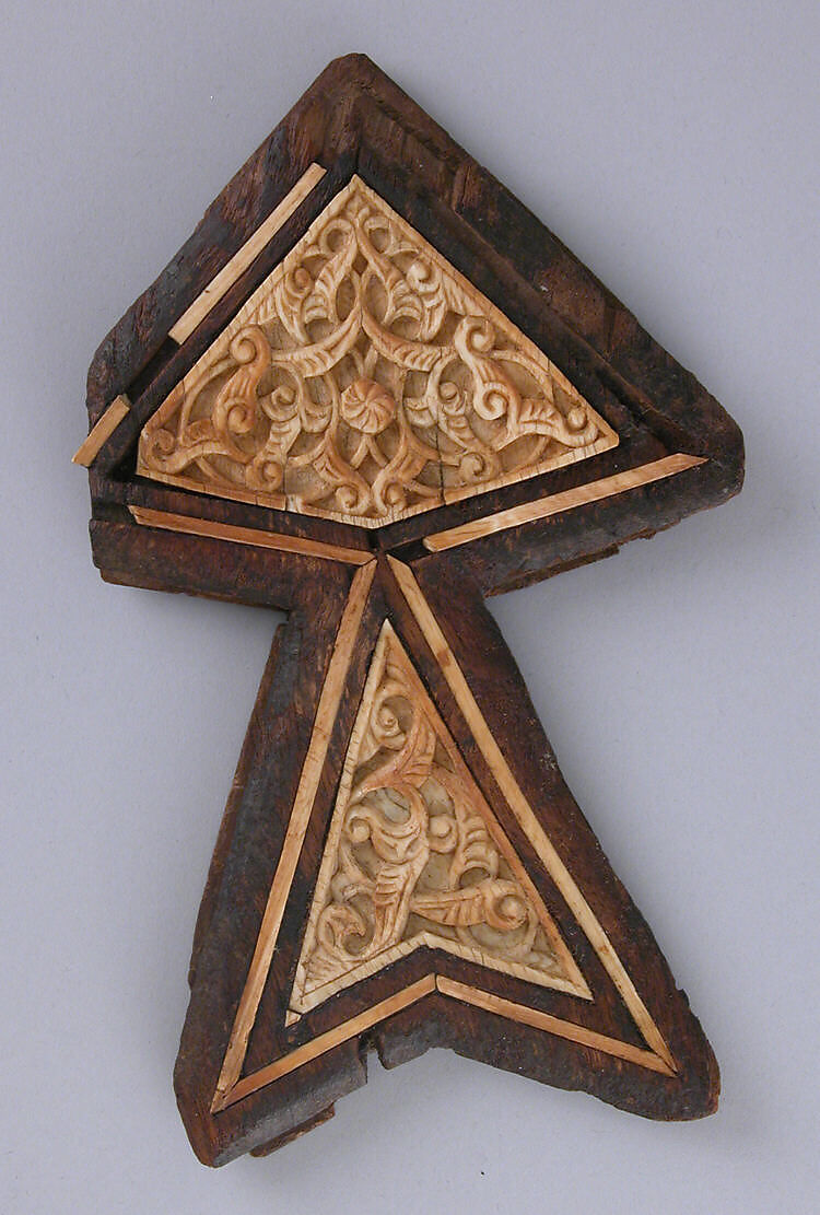 Panel, Wood; carved, inlaid with plain and carved ivory 