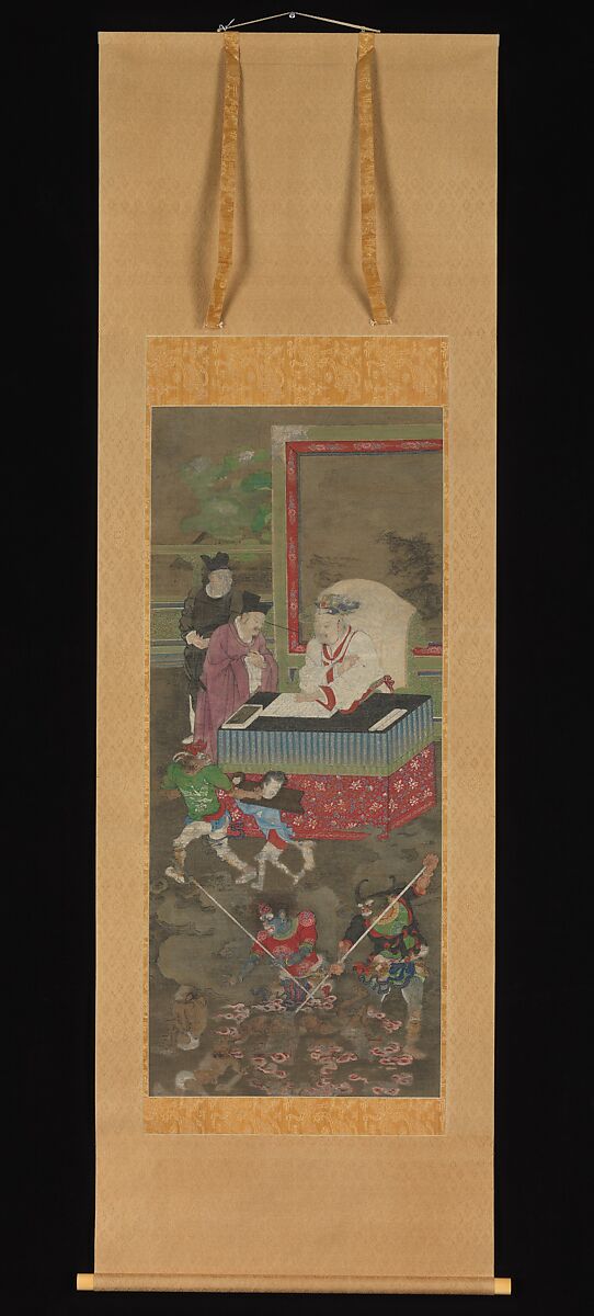 Ten Kings of Hell, Jin Chushi (Chinese, active late 12th century), One of five of a set of ten hanging scrolls; ink and color on silk, China