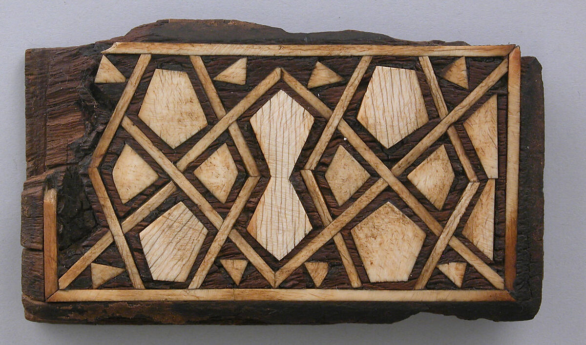 Panel, Wood; carved, inlaid with ivory 