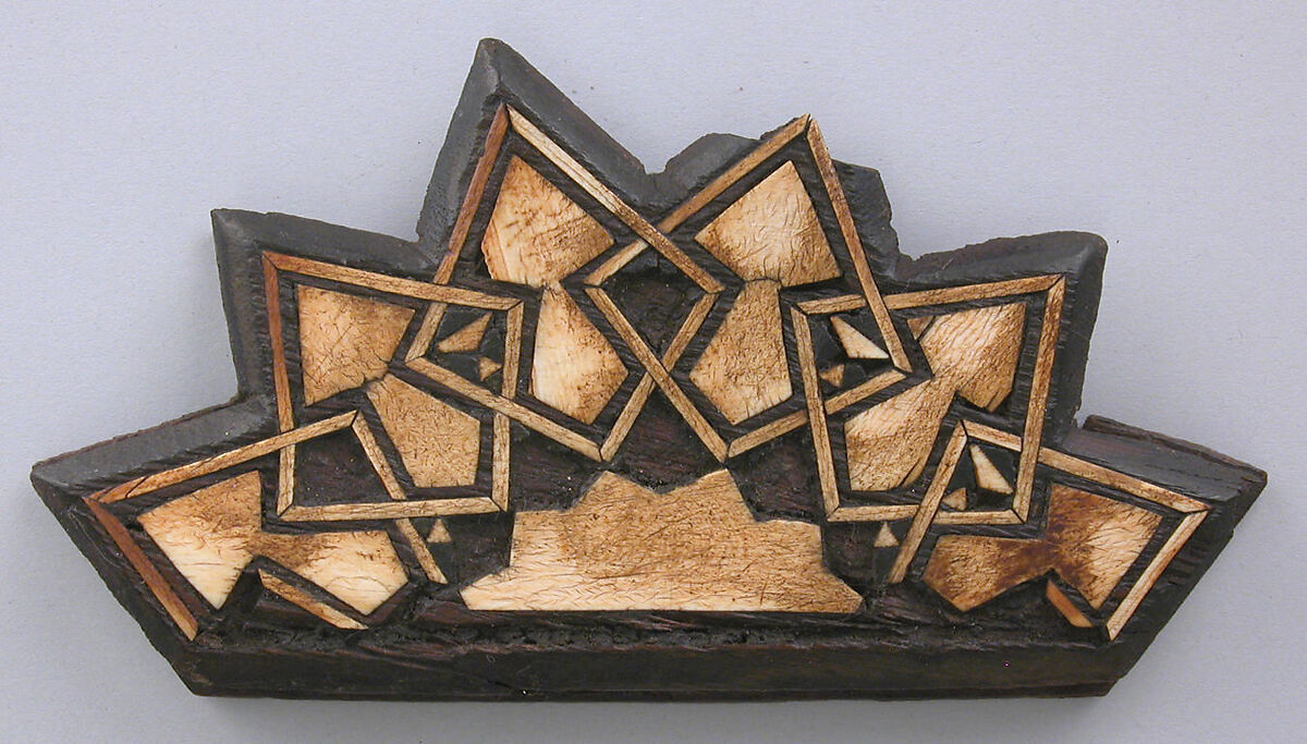 Panel, Wood; carved, inlaid with ivory 