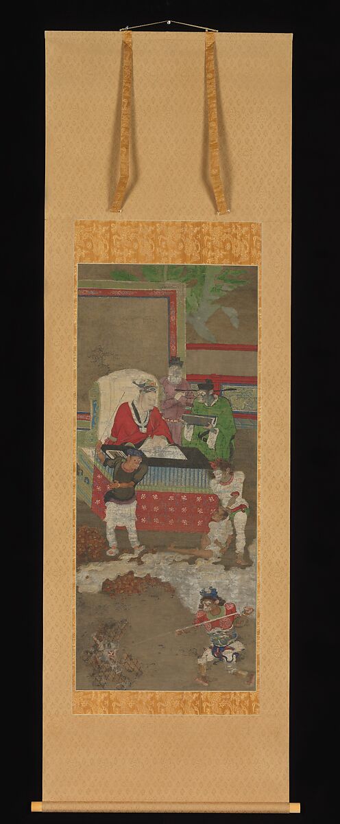 Ten Kings of Hell, Jin Chushi (Chinese, active late 12th century), One of five of a set of ten hanging scrolls; ink and color on silk, China
