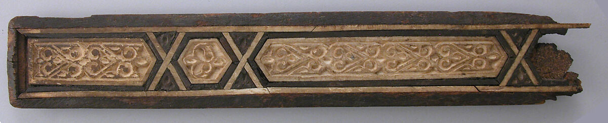 Panel, Wood; carved, inlaid with plain and carved ivory 