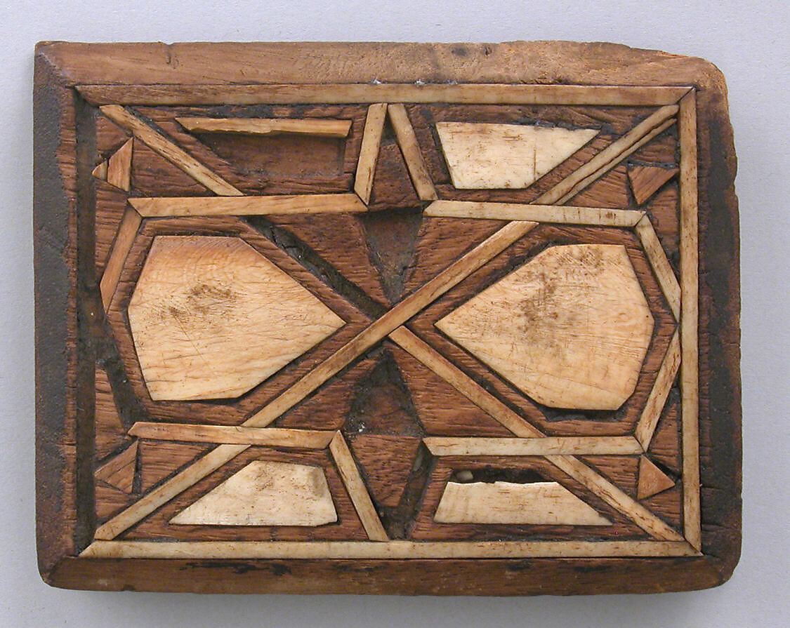 Panel, Wood; carved, inlaid with ivory 