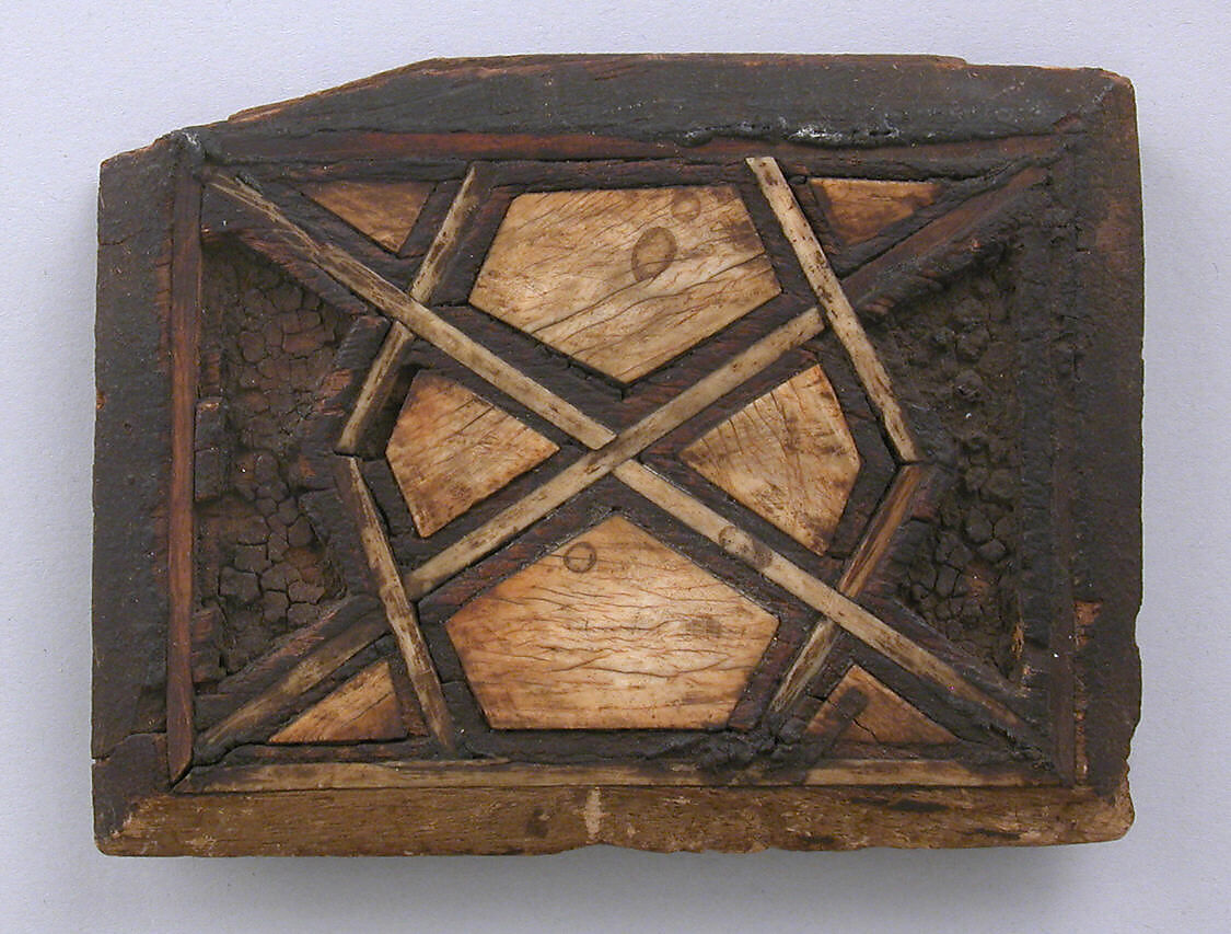 Panel, Wood; carved, inlaid with ivory 