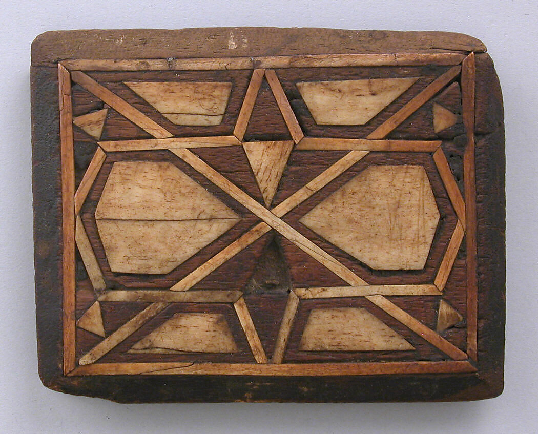 Panel, Wood; carved, inlaid with ivory 