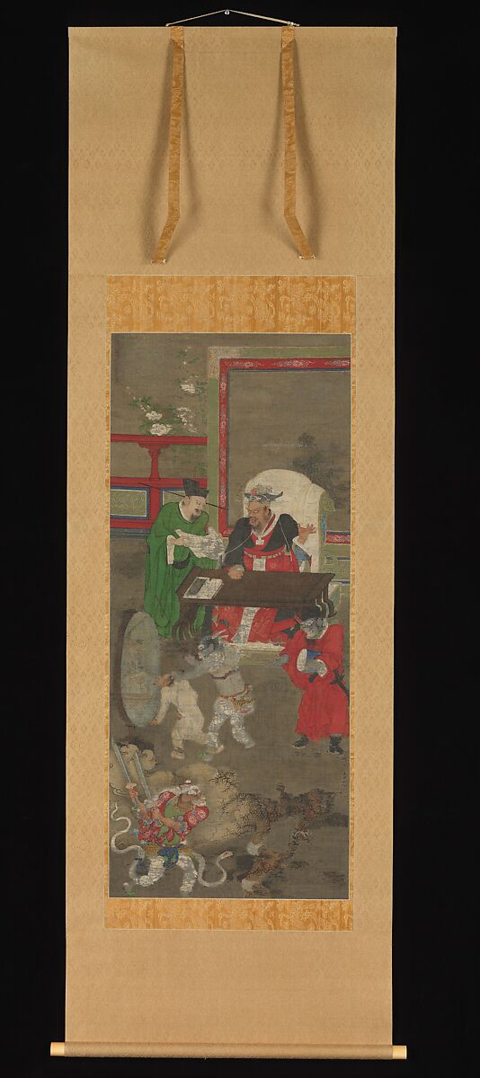 Ten Kings of Hell, Jin Chushi (Chinese, active late 12th century), One of five of a set of ten hanging scrolls; ink and color on silk, China