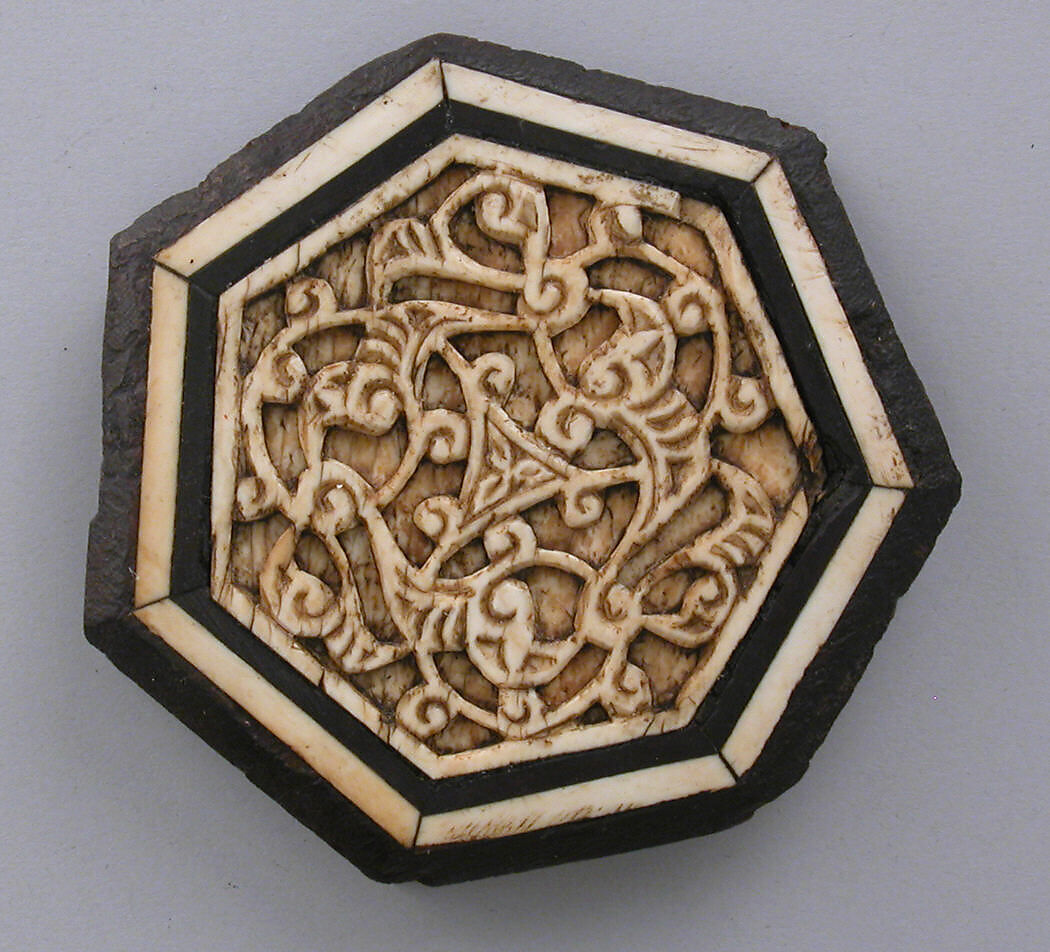 Panel, Wood; inlaid with carved and plain ivory 