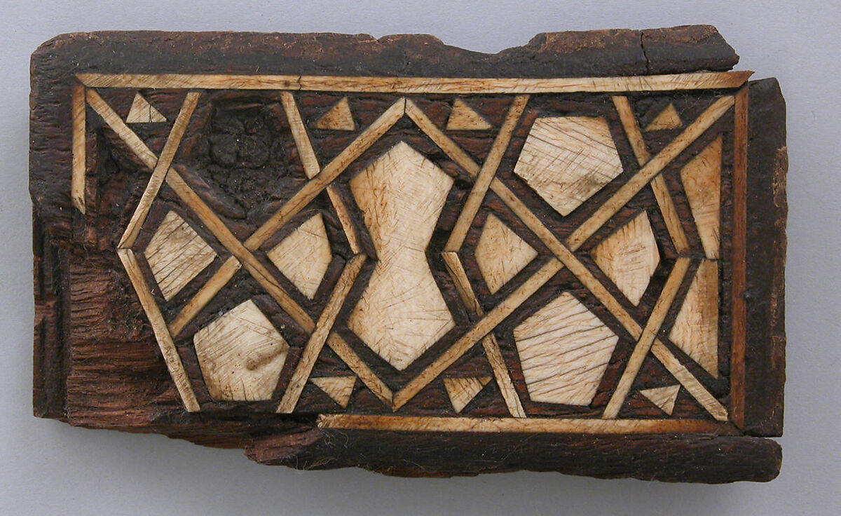 Panel, Wood; carved, inlaid with ivory 