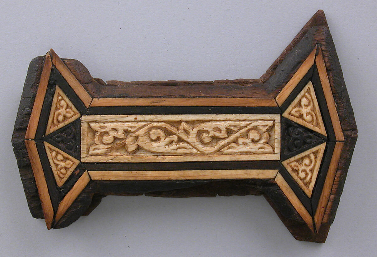 Panel, Wood; carved, inlaid with plain and carved ivory 