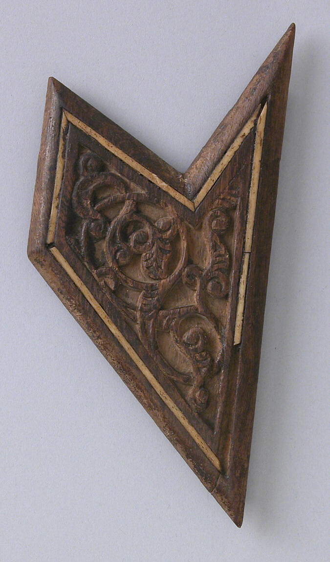 Panel, Wood; carved, inlaid with ivory 
