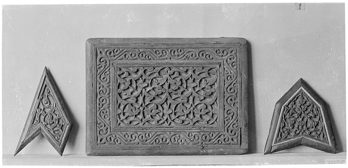 Panel, Wood; carved, inlaid with ivory