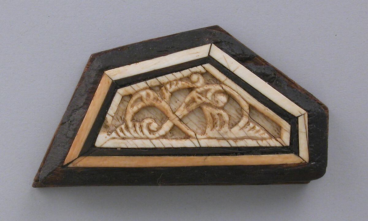 Panel, Wood; inlaid with plain and carved ivory 