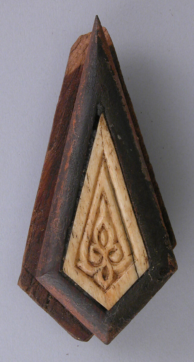 Panel, Wood; inlaid with plain and carved ivory 