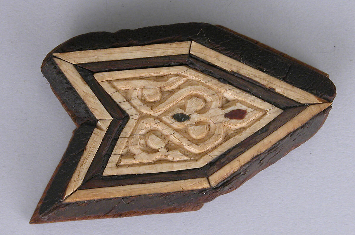 Panel, Wood; inlaid with plain and carved ivory 