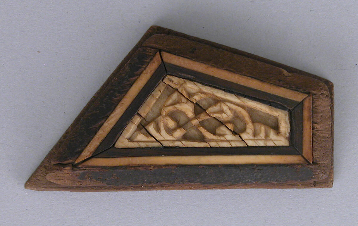 Panel, Wood; inlaid with plain and carved ivory 