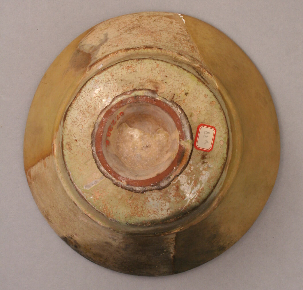 Fragmentary Bowl, Earthenware; incised decoration through a white slip and coloring under transparent glaze