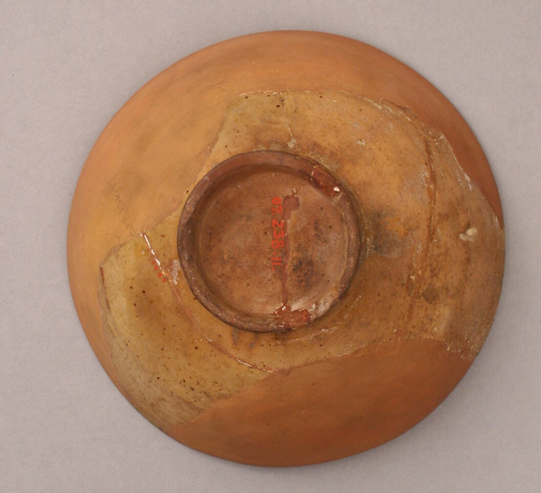 Fragment of a Bowl, Earthenware; incised decoration through a white slip and coloring under transparent glaze