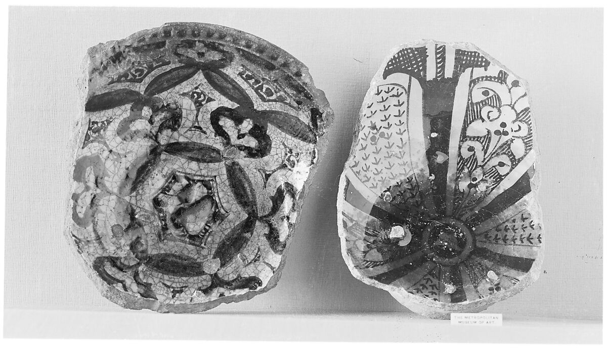 Fragment of a Bowl, Stonepaste; black under transparent turquoise glaze, white slip