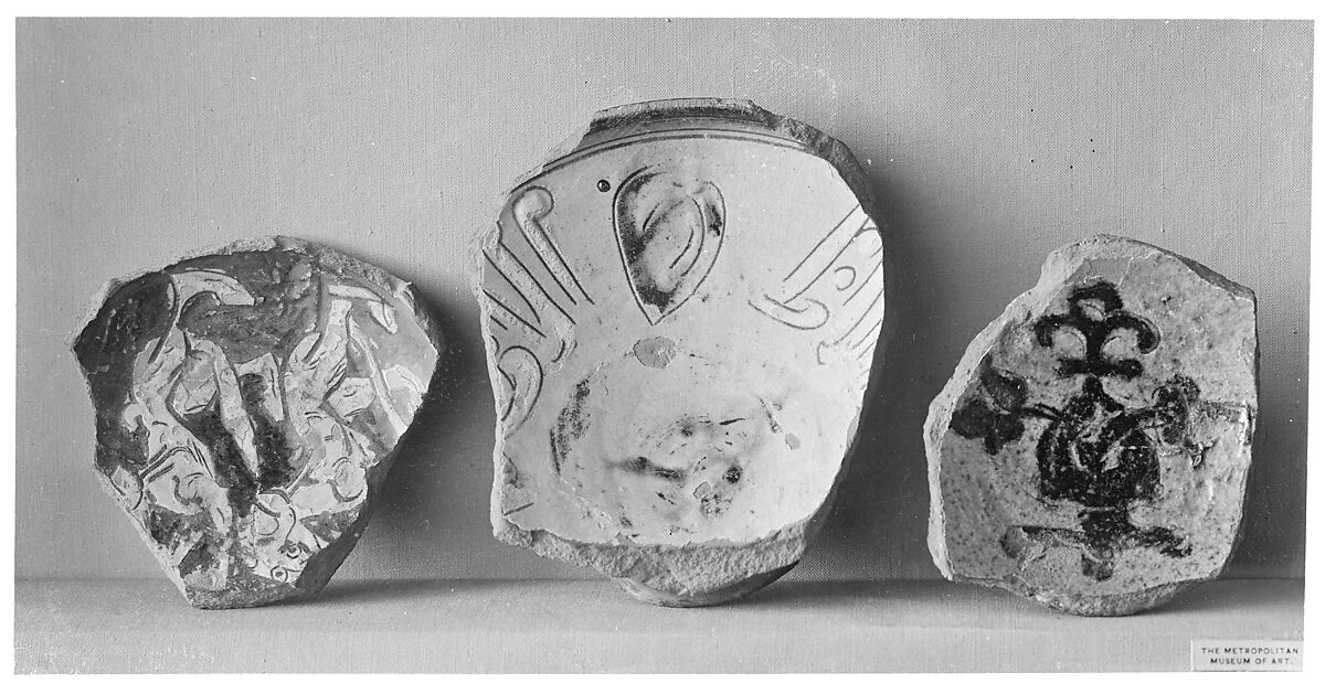 Fragment of a Bowl, Earthenware; incised decoration through a white slip and coloring under transparent glaze