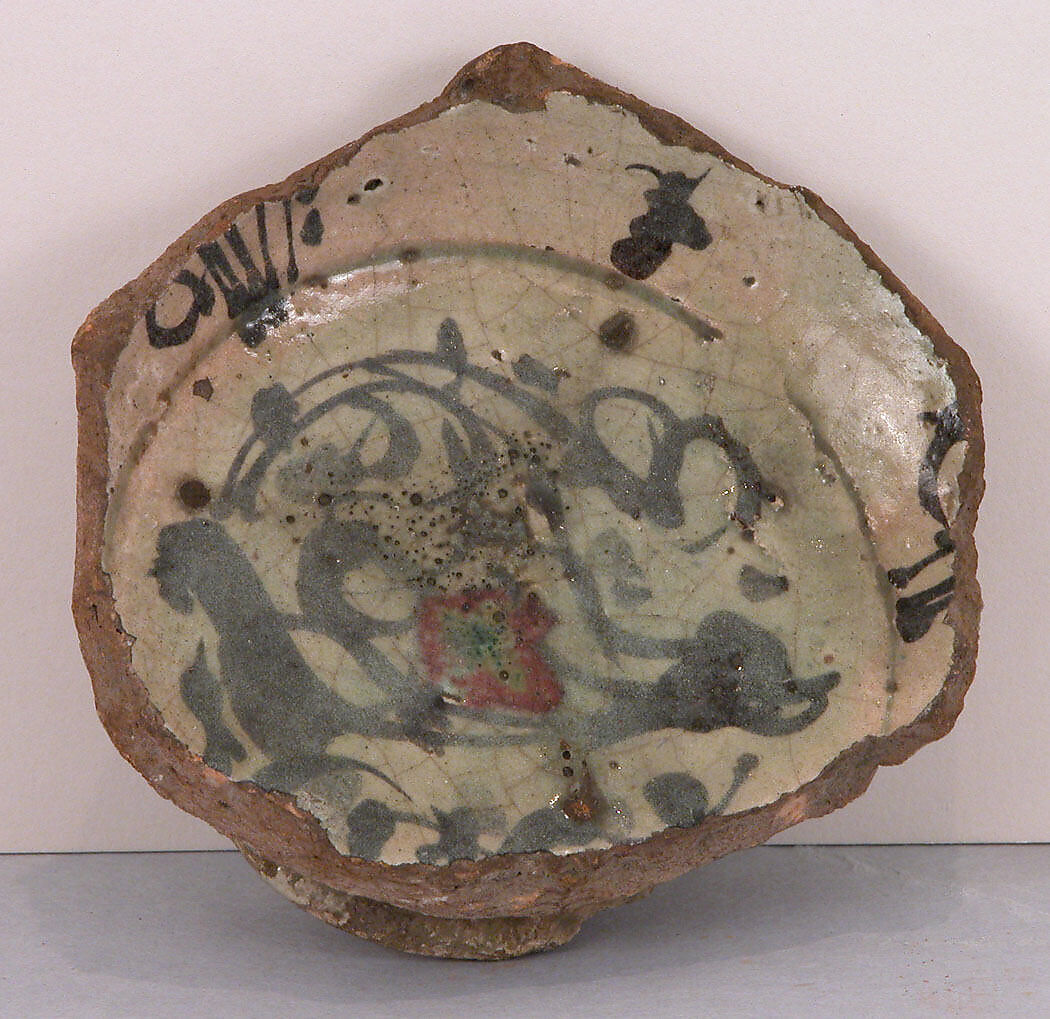 Fragment of a Bowl, Earthenware; underglaze painted 