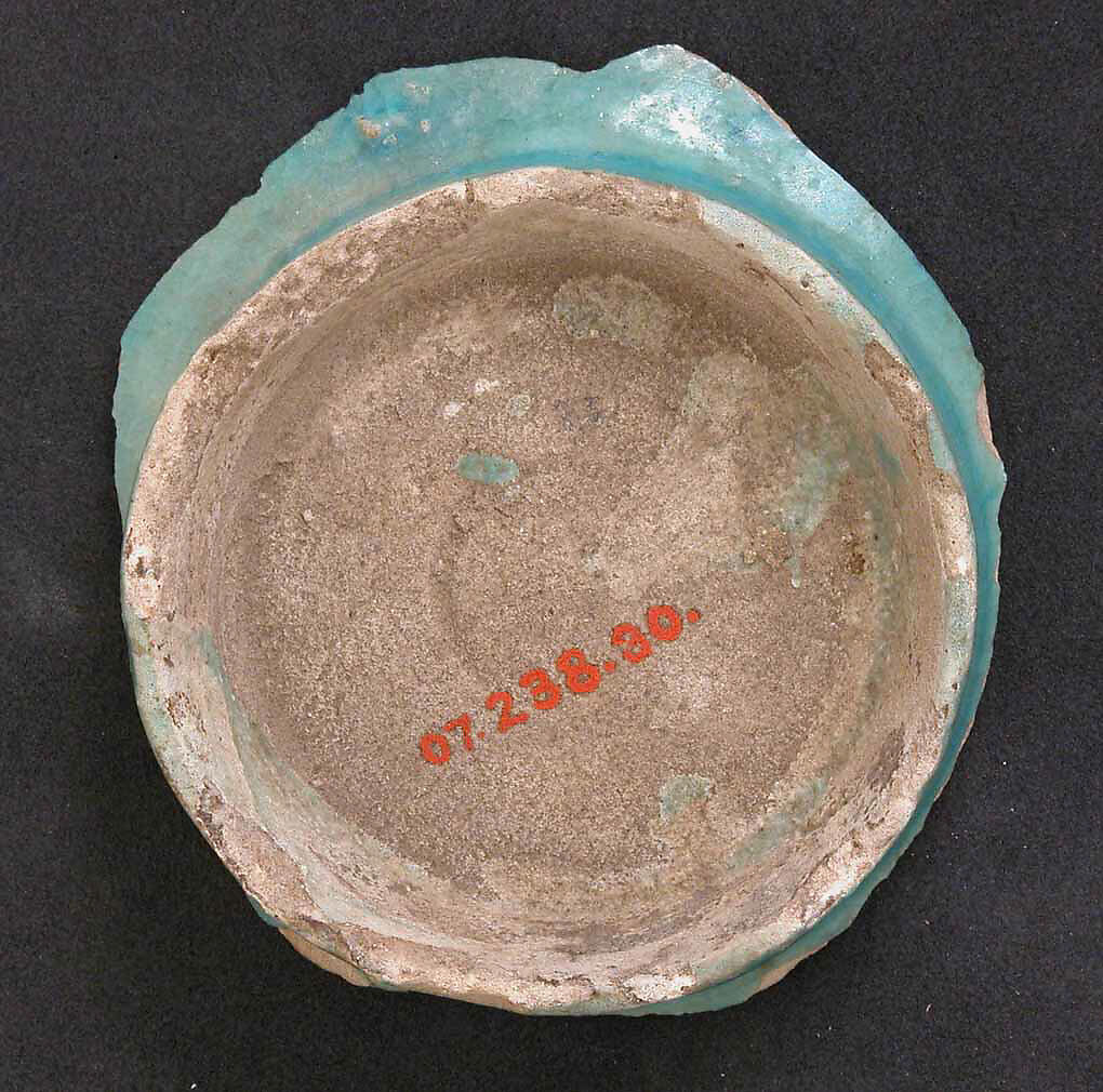 Fragment of a Bowl, Stonepaste; underglaze painted under transparent turquoise glaze