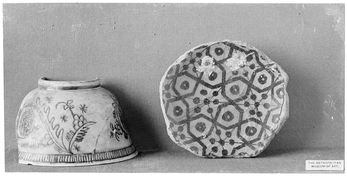 Fragment of a Cup, Stonepaste; underglaze painted under transparent turquoise glaze