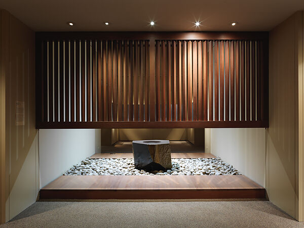 Water Stone, Isamu Noguchi (American, Los Angeles, California 1904–1988 New York), Basalt; on a foundation bed of naturally rounded granite stones, Japan/United States