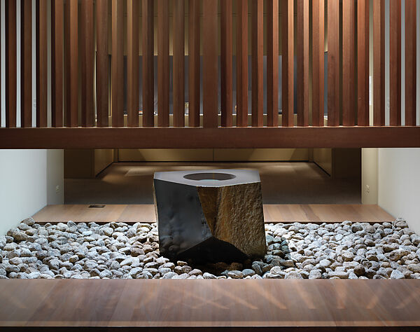 Water Stone, Isamu Noguchi (American, Los Angeles, California 1904–1988 New York), Basalt; on a foundation bed of naturally rounded granite stones, Japan/United States