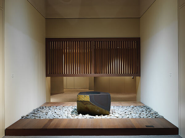 Water Stone, Isamu Noguchi (American, Los Angeles, California 1904–1988 New York), Basalt; on a foundation bed of naturally rounded granite stones, Japan/United States