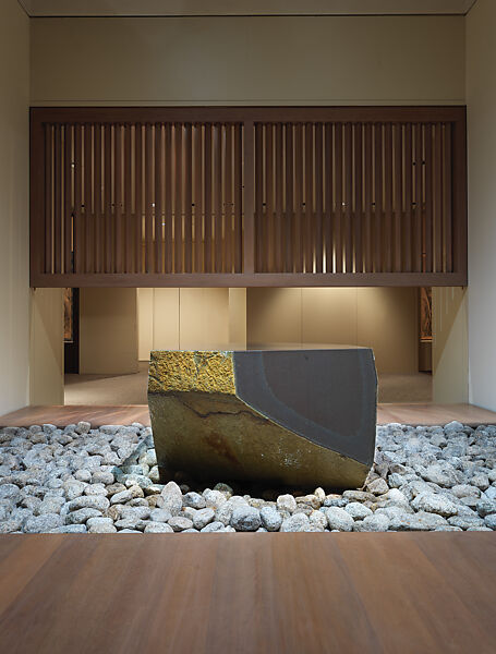 Water Stone, Isamu Noguchi (American, Los Angeles, California 1904–1988 New York), Basalt; on a foundation bed of naturally rounded granite stones, Japan/United States