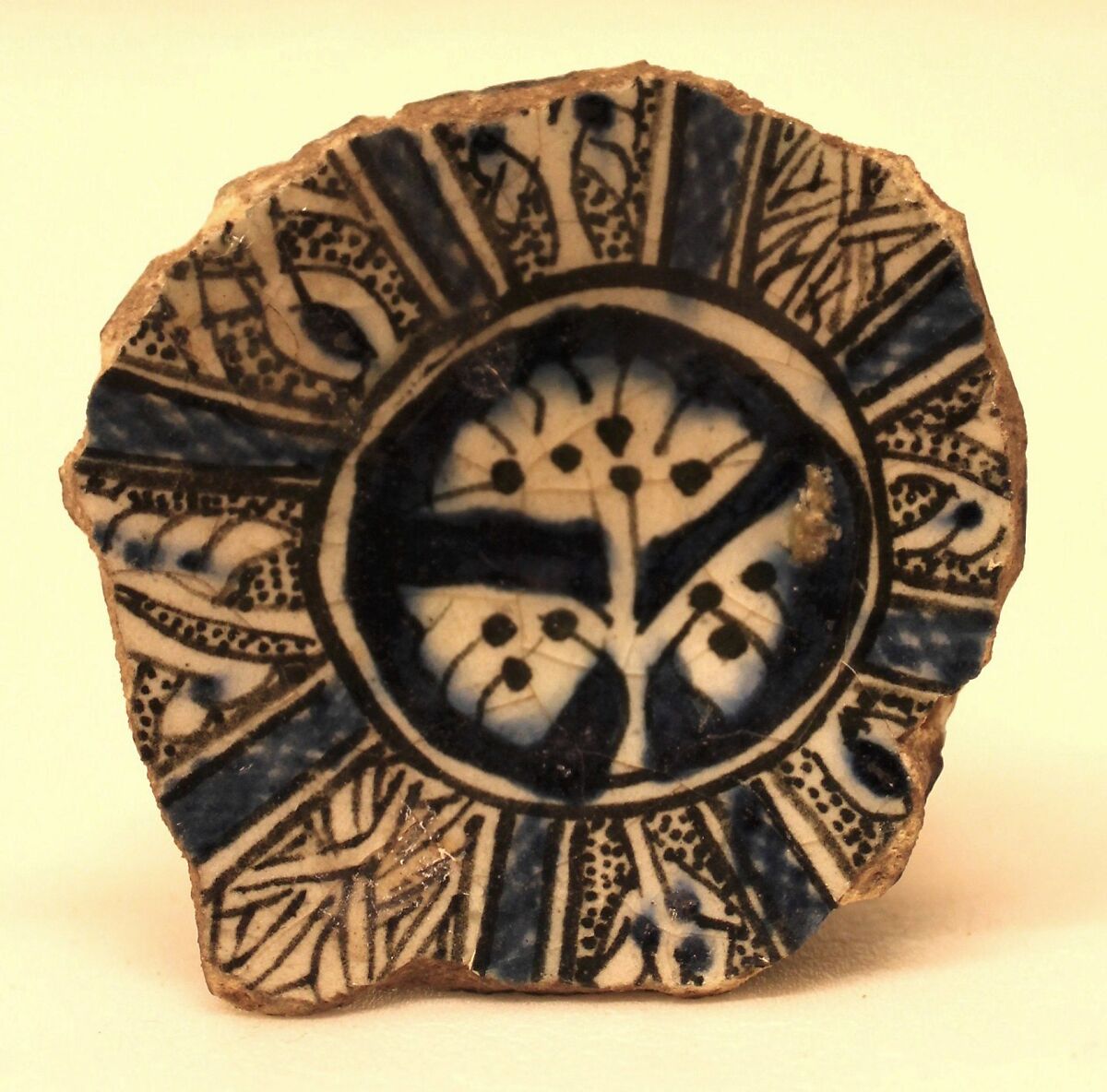 Fragment of a Bowl, Stonepaste; polychrome painted under transparent glaze 