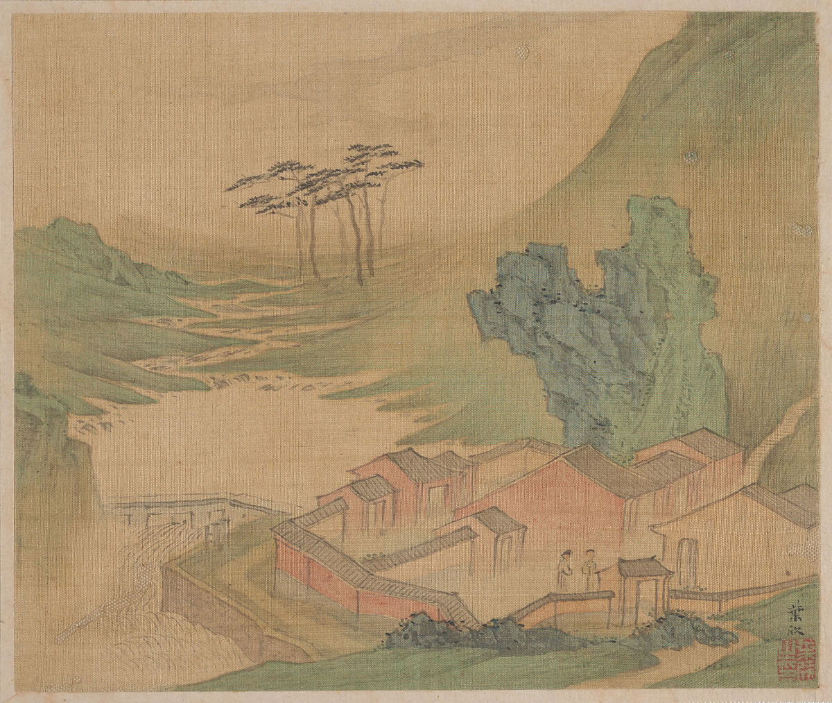 Landscapes, Ye Xin (Chinese, active ca. 1640–1673), Album of four leaves; ink and color on silk, China