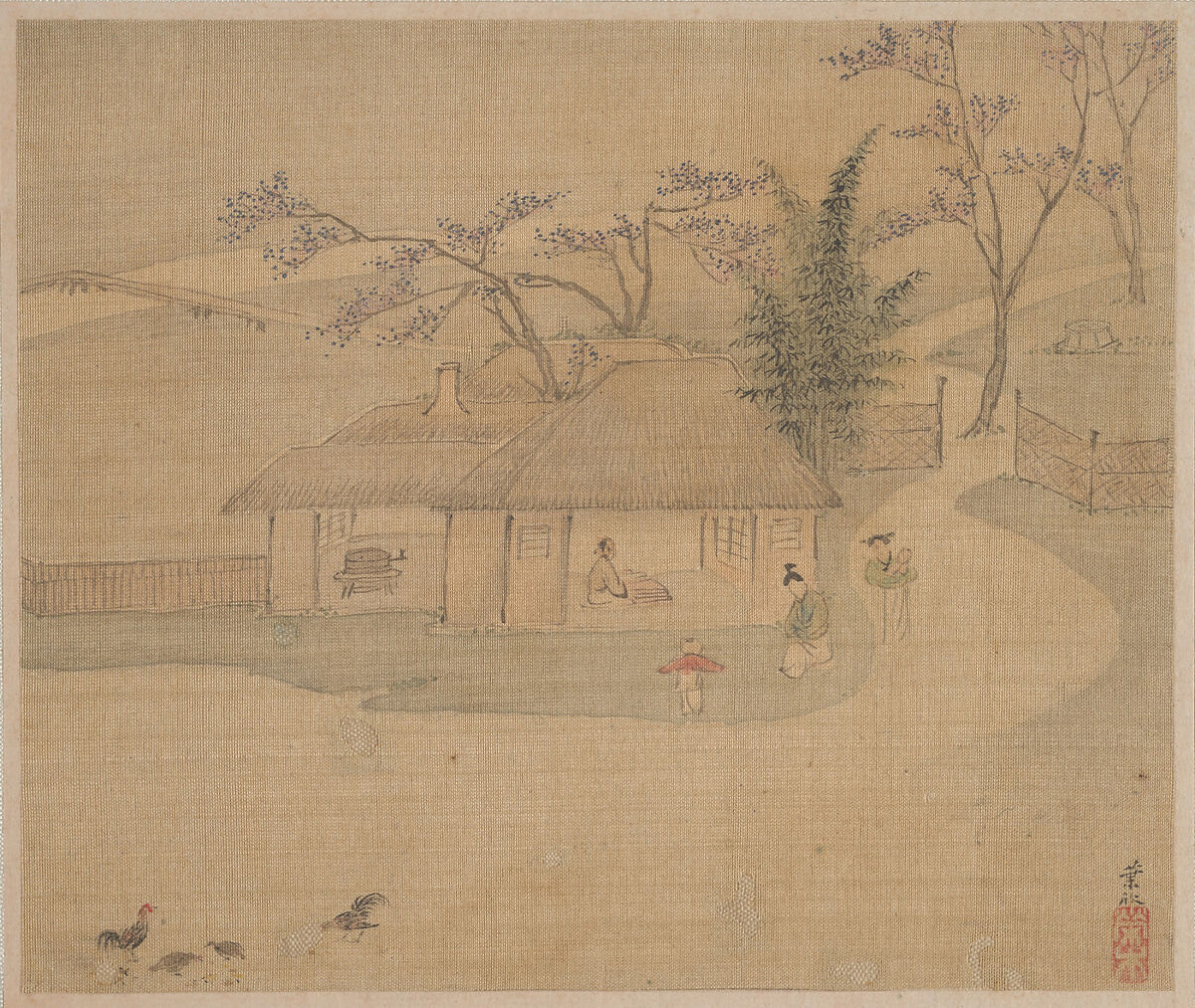 Landscapes, Ye Xin (Chinese, active ca. 1640–1673), Album of four leaves; ink and color on silk, China